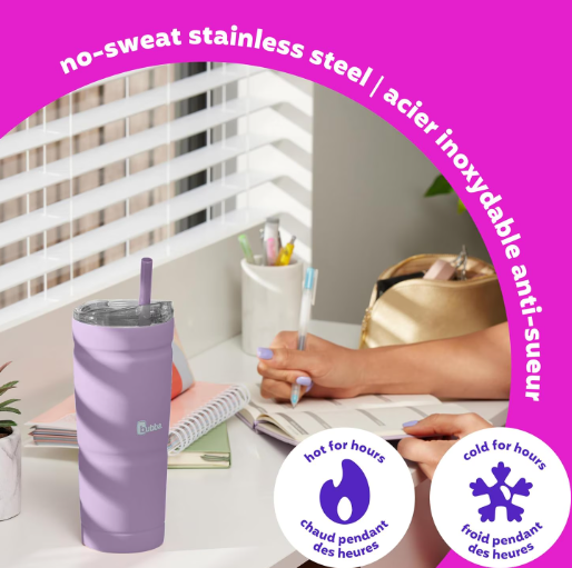 bubba Envy S Stainless Steel Tumbler, 24 oz (709 ml), Straw Lid, Lavendar