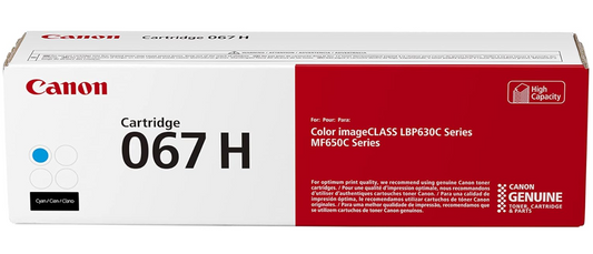 Canon Cartridge 067H High Yield Cyan Toner (5105C001) — Genuine OEM